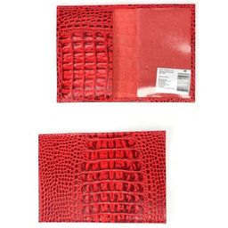 Обложка для паспорта Croco-П-405 (5 кред карт) натуральная кожа красный КЛ (96) 244001