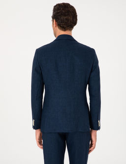 Lacivert Slim Fit %100 Keten Ceket - Cacharel фото 5