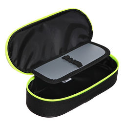 Пенал - футляр Calligrata Black, 85×210×50 мм, с откидной планкой, мягкий, текстильный, чёрный/ярко-салатовый