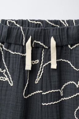 TEXTURED EMBROIDERED BERMUDA SHORTS