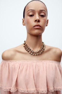 COLD SHOULDER BIB SHIRT - Zara фото 2