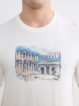 Bisiklet Yaka ?zmir Bask?l? Erkek Ti??rt