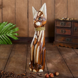 Сувенир дерево "Коричневая кошка" 4,5х9х30 см