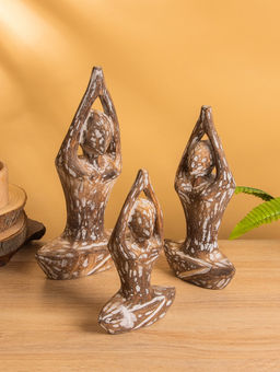 Набор сувенирный «Медитация», h=30 см, h=25 см, h=20 см, дерево, коричневый