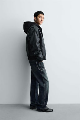 FAUX LEATHER JACKET WITH CONTRAST HOOD - Zara фото 4
