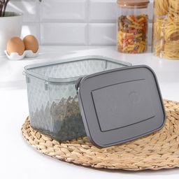 Контейнер для заморозки и хранения продуктов phibo «Кристалл», 1.7 л, 18×12.5×11 см, пластик, прозрачный, крышка серая