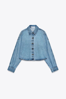 Z1975 CROPPED OVERSIZE DENIM SHIRT - Zara фото 5