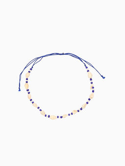 Браслет на ногу «Анклет», длина 20 см, белый, синий