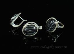 Кольцо Серьги с агатом размер 19