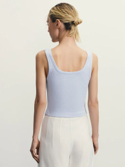 Укороченный топ в рубчик / Zarina  фото 6