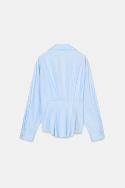 CAMISA POPEL?N PLIEGUES / Azul claro - Zara фото 9