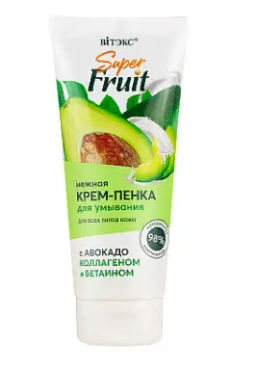 Витэкс Super Fruit Крем-пенка д/умывания нежная с авокадо, коллаген и бетаин (200мл)