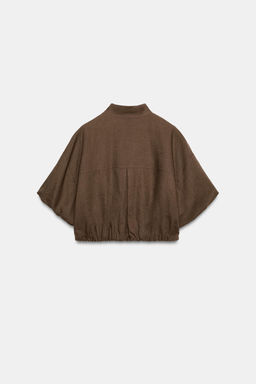 CAMISA GLOBO CON LINO / Marr?n / Topo - Zara фото 7