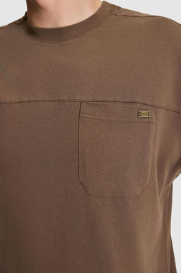 Erkek Kahverengi Comfort Fit Bisiklet Yaka Ti__rt