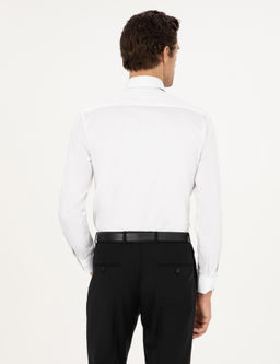 Белая классическая рубашка приталенного кроя с итальянским воротником - Cacharel фото 5