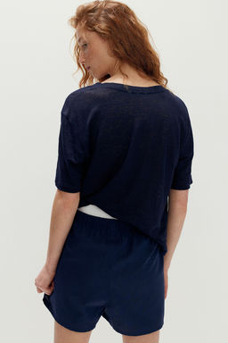 Camiseta en punto de lino con escote en V - H&m фото 3