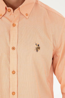 U. S. Polo Assn / Мужская оранжевая базовая рубашка с длинным рукавом - U.s. polo assn фото 7