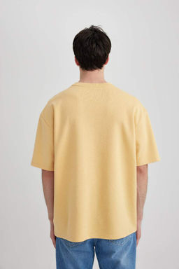 Футболка оверсайз с круглым вырезом из плотной ткани с короткими рукавами - Defacto фото 6