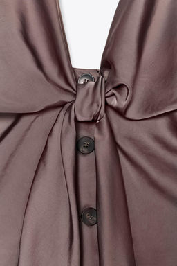 KNOT DETAIL SATIN WAISTCOAT JUMPSUIT - Zara фото 9