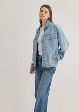 Luna 90lar Ac?k Mavi Jean Ceket
