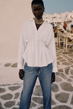 CAMISA POPEL?N PLIEGUES / Blanco - Zara фото 6