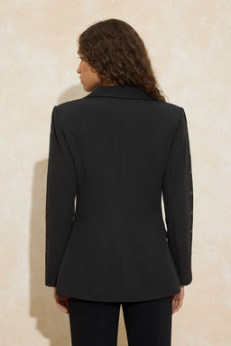Siyah Kollar? Kusgozu Detayl? Dokuma Fitted/Vucuda Oturan Blazer Ceket TWOSS26BC00016 - Trendyolmilla фото 4