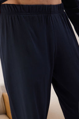 TRENDYOL MAN Lacivert Regular Fit Deve Bask?l? Orme Pijama Tak?m? TMNAW25PT00013 - Trendyolmilla фото 3