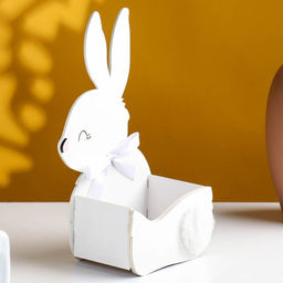 Кашпо деревянное Зайка 13х7,5х22 см белый - Дарим красиво фото 3