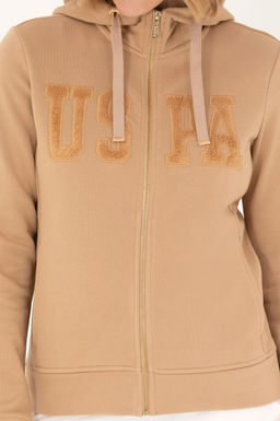 Женская базовая толстовка песочного цвета с капюшоном Неожиданная скидка в корзине - U.s. polo assn фото 13