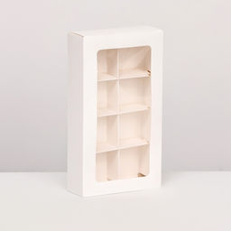 Цена за 5 шт. Коробка складная под 8 конфет, 18 х 10 х 3,5 см, белая