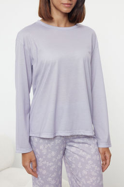 Trendyolmilla Lila %100 Pamuklu Cicekli Orme Pijama Tak?m? THMAW25PT00187  фото 4