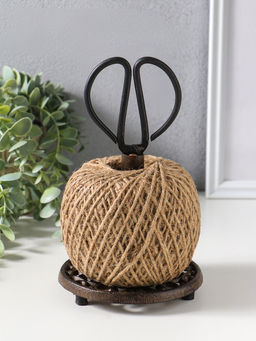 Сувенир катушка для ниток чугун с ножницами "Узоры" 13,2х13,2х23 см