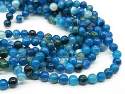 Бусины из агата тонированного шарик 10мм цв.лазурный, 38см, 38 бусин Радуга камня