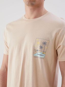 Bisiklet Yaka K?sa Kollu Bask?l? Penye Erkek Ti??rt