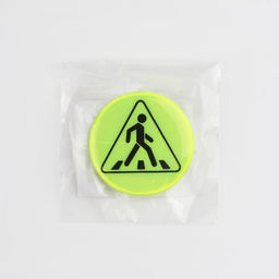 Цена за 100 шт. Светоотражающий значок «Пешеходный переход», d=3 см, жёлтый