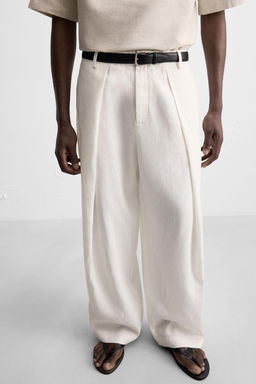 100% LINEN PLEATED TROUSERS - Zara фото 5