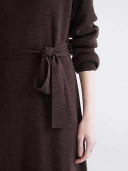 Bisiklet Yaka Beli Ku?akl? Triko Elbise