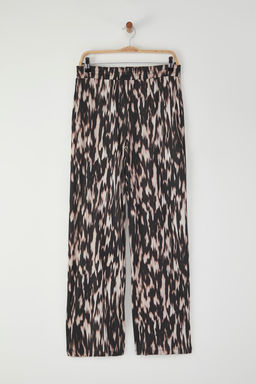 Kahverengi*001 Soyut Bask?l? Wide Leg/Rahat Kesim Yuksek Bel Esnek Pantolon TWOSS23PL00129
