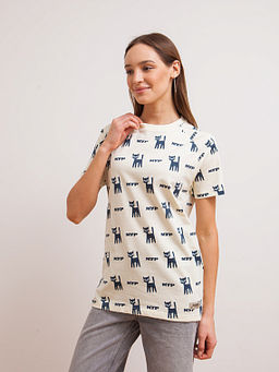 Футболка ЗАПОРОЖЕЦ Miau-Miau BEIGE AOP  фото 8