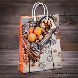 Цена за 2 шт. Пакет новогодний «Мандариновое настроение», мягкий пластик, 40×30 см, 140 мкм