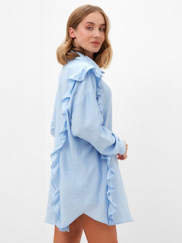 Костюм женский (блузка, шорты) MINAKU: Casual Collection, голубой, размер 46