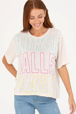 Женская кремовая футболка - U.s. polo assn фото 9