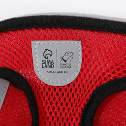 Шлейка дышащая с поводком и светоотражающей нашивкой, S, ОШ 27, ОГ 30-38,красная - Пушистое счастье фото 4