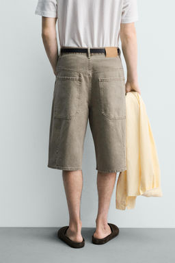BERMUDA DENIM BALLOON FIT ESTRUCTURA / Khaki