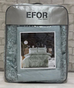 КПБ EFOR SATIN с одеялом с гипюром "орнамент" евро (зеленый)
