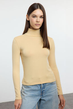 Trendyolmilla Bordo Premium Yumusak Kumasl? Bal?kc? Yaka Fitted/Vucuda Oturan Esnek Orme Bluz TWOAW24BZ00119 фото 10