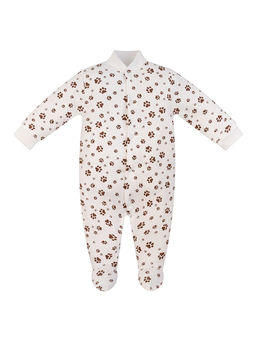 Комбинезон ясельный молочный принт лапки