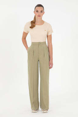 Женские брюки из плотной ткани светло-хаки Неожиданная скидка в корзине