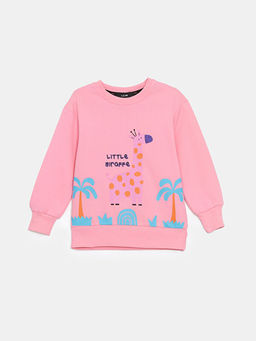 Bisiklet Yaka Bask?l? K?z ?ocuk Sweatshirt