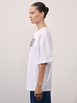 Оверсайз футболка с принтом из мерсеризованного хлопка / Zarina  фото 5